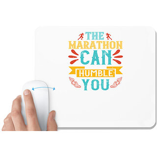                       UDNAG White Mousepad 'Running | The marathon can humble you' for Computer / PC / Laptop [230 x 200 x 5mm]                                              