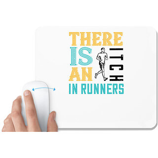                       UDNAG White Mousepad 'Running | There is an itch in runners' for Computer / PC / Laptop [230 x 200 x 5mm]                                              