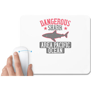                       UDNAG White Mousepad 'Shark | dangerous shark area pacific ocean' for Computer / PC / Laptop [230 x 200 x 5mm]                                              