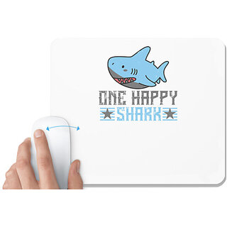                       UDNAG White Mousepad 'Shark | one happy shark' for Computer / PC / Laptop [230 x 200 x 5mm]                                              