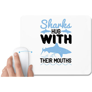                       UDNAG White Mousepad 'Shark | Sharks hug with their mouths' for Computer / PC / Laptop [230 x 200 x 5mm]                                              