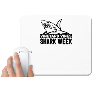                       UDNAG White Mousepad 'Shark | vineyard vines Shark Week' for Computer / PC / Laptop [230 x 200 x 5mm]                                              
