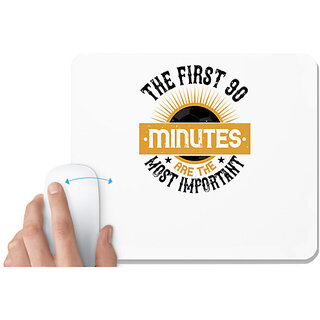                       UDNAG White Mousepad 'Soccer | The first 90 minutes are the most important' for Computer / PC / Laptop [230 x 200 x 5mm]                                              