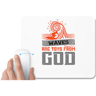                       UDNAG White Mousepad 'Surfing | Waves are toys' for Computer / PC / Laptop [230 x 200 x 5mm]                                              