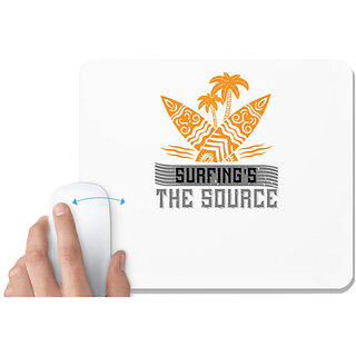                       UDNAG White Mousepad 'Surfing | Surfing's the source' for Computer / PC / Laptop [230 x 200 x 5mm]                                              