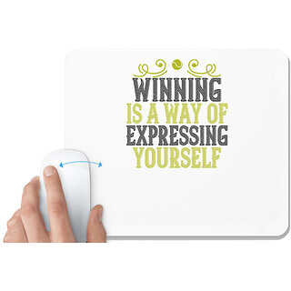                       UDNAG White Mousepad 'Tennis | Winning is a way of expressing yourself' for Computer / PC / Laptop [230 x 200 x 5mm]                                              