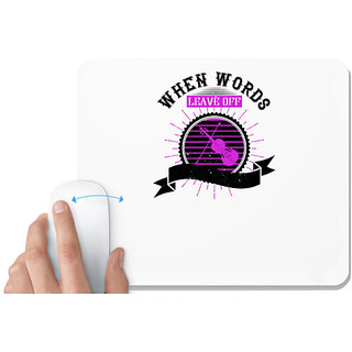                       UDNAG White Mousepad 'Music Violin | When words leave off, music begins' for Computer / PC / Laptop [230 x 200 x 5mm]                                              