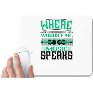                       UDNAG White Mousepad 'Music Violin | Where words fail, music speaks' for Computer / PC / Laptop [230 x 200 x 5mm]                                              