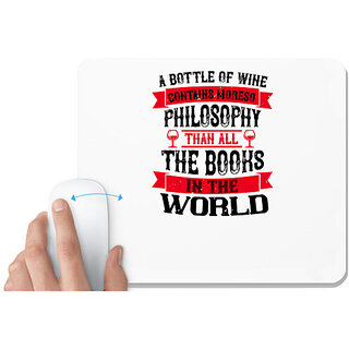                       UDNAG White Mousepad 'Wine | A bottle of wine contains moreso' for Computer / PC / Laptop [230 x 200 x 5mm]                                              