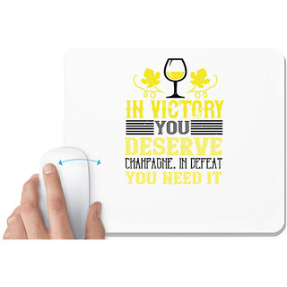                       UDNAG White Mousepad 'Wine | In victory you deserve' for Computer / PC / Laptop [230 x 200 x 5mm]                                              