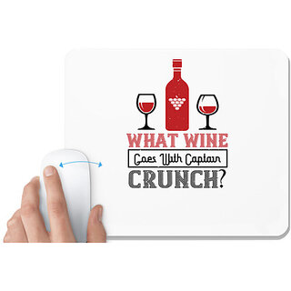                       UDNAG White Mousepad 'Wine | What wine goes with captain crunch' for Computer / PC / Laptop [230 x 200 x 5mm]                                              