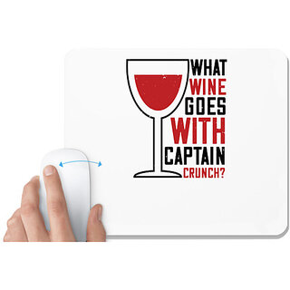                       UDNAG White Mousepad 'Wine | What wine goes with' for Computer / PC / Laptop [230 x 200 x 5mm]                                              