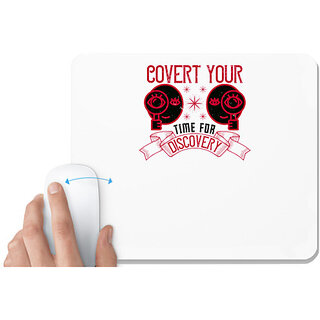                       UDNAG White Mousepad 'Job | Covert your time for discovery' for Computer / PC / Laptop [230 x 200 x 5mm]                                              