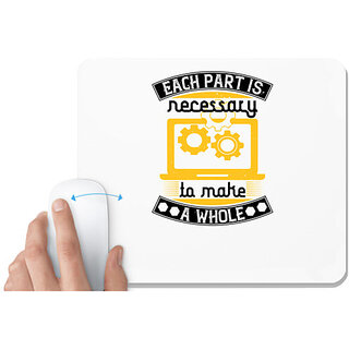                       UDNAG White Mousepad 'Job | Each part is necessary to make a whole' for Computer / PC / Laptop [230 x 200 x 5mm]                                              