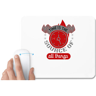                       UDNAG White Mousepad 'Job | Time is the source of all things' for Computer / PC / Laptop [230 x 200 x 5mm]                                              