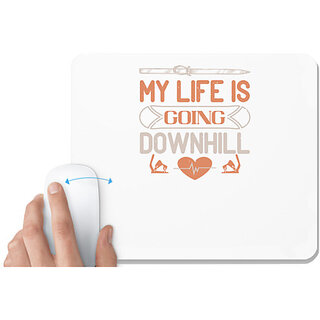                       UDNAG White Mousepad 'Skiing | My life is going downhill' for Computer / PC / Laptop [230 x 200 x 5mm]                                              