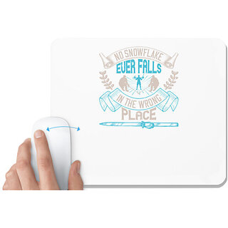                       UDNAG White Mousepad 'Skiing | No snowflake ever falls in the wrong place' for Computer / PC / Laptop [230 x 200 x 5mm]                                              