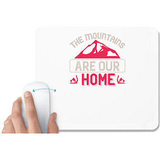                       UDNAG White Mousepad 'Skiing | The mountains are our home' for Computer / PC / Laptop [230 x 200 x 5mm]                                              