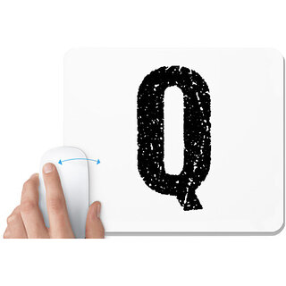                       UDNAG White Mousepad 'Alphabet | Q' for Computer / PC / Laptop [230 x 200 x 5mm]                                              