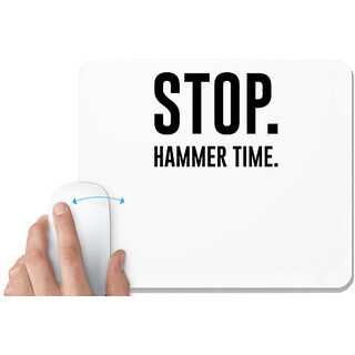                       UDNAG White Mousepad 'Dog | Stop hammer time' for Computer / PC / Laptop [230 x 200 x 5mm]                                              