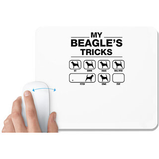                       UDNAG White Mousepad 'Dog | My Beagles tricks' for Computer / PC / Laptop [230 x 200 x 5mm]                                              