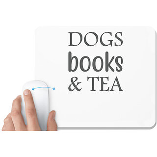                       UDNAG White Mousepad 'Dog | Dogs, books and tea' for Computer / PC / Laptop [230 x 200 x 5mm]                                              