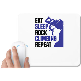                       UDNAG White Mousepad 'Climbing | Eat sleep rock climbing repeat' for Computer / PC / Laptop [230 x 200 x 5mm]                                              