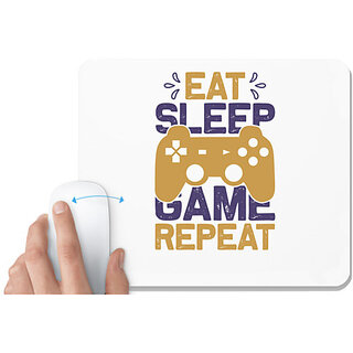                       UDNAG White Mousepad 'Gaming | Eat sleep Game repeat' for Computer / PC / Laptop [230 x 200 x 5mm]                                              