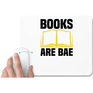                       UDNAG White Mousepad 'Reading | Books are bae' for Computer / PC / Laptop [230 x 200 x 5mm]                                              