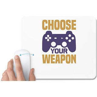                       UDNAG White Mousepad 'Gaming | Choose your weapon' for Computer / PC / Laptop [230 x 200 x 5mm]                                              