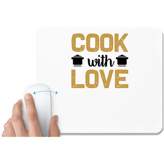                       UDNAG White Mousepad 'Cooking | Cook with love' for Computer / PC / Laptop [230 x 200 x 5mm]                                              