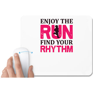                       UDNAG White Mousepad 'Running | Enjoy the run find your rhythm' for Computer / PC / Laptop [230 x 200 x 5mm]                                              