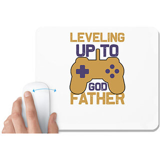                       UDNAG White Mousepad 'Gaming | Leveling up to father' for Computer / PC / Laptop [230 x 200 x 5mm]                                              