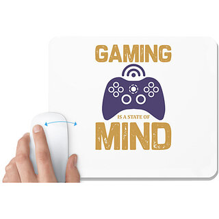                       UDNAG White Mousepad 'Gaming | Gaming is a state of mind' for Computer / PC / Laptop [230 x 200 x 5mm]                                              