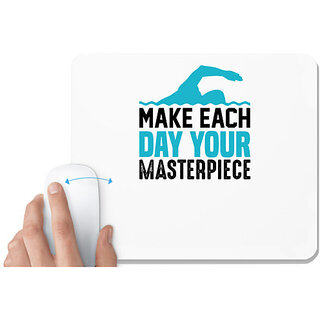                       UDNAG White Mousepad 'swimming | Make each day your masterpiece' for Computer / PC / Laptop [230 x 200 x 5mm]                                              