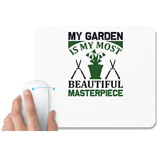                       UDNAG White Mousepad 'Gardening | My garden is my most beautiful' for Computer / PC / Laptop [230 x 200 x 5mm]                                              