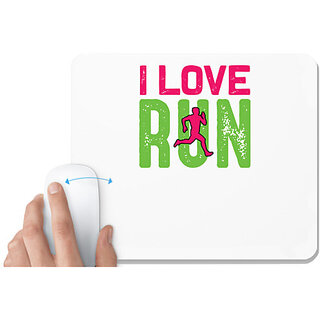                       UDNAG White Mousepad 'Running | I love run' for Computer / PC / Laptop [230 x 200 x 5mm]                                              