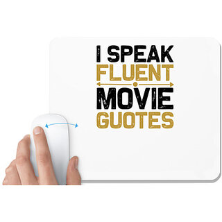                       UDNAG White Mousepad 'Television | I speak fluent movie guotes' for Computer / PC / Laptop [230 x 200 x 5mm]                                              