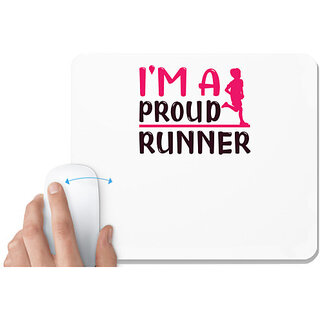                       UDNAG White Mousepad 'Running | I'm a proud runner' for Computer / PC / Laptop [230 x 200 x 5mm]                                              