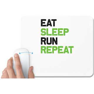                       UDNAG White Mousepad 'Running | Eat sleep Run repeat' for Computer / PC / Laptop [230 x 200 x 5mm]                                              