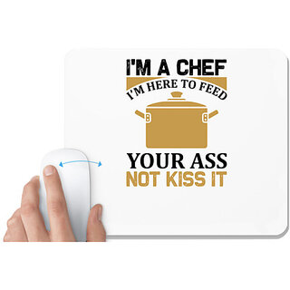                       UDNAG White Mousepad 'Cooking | I am a chef' for Computer / PC / Laptop [230 x 200 x 5mm]                                              