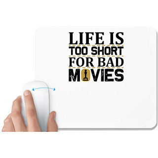                       UDNAG White Mousepad 'Television | Life is too short for bad' for Computer / PC / Laptop [230 x 200 x 5mm]                                              