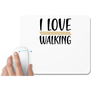                       UDNAG White Mousepad 'walking | I love walking' for Computer / PC / Laptop [230 x 200 x 5mm]                                              