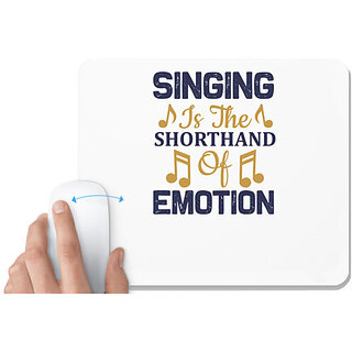                       UDNAG White Mousepad 'Singing | Singing shorthand emotion' for Computer / PC / Laptop [230 x 200 x 5mm]                                              