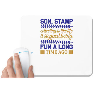                       UDNAG White Mousepad 'Stamp | Son stamp fun a long' for Computer / PC / Laptop [230 x 200 x 5mm]                                              