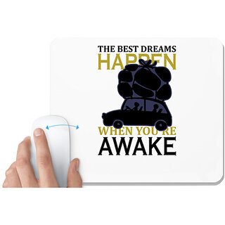                       UDNAG White Mousepad 'Travelling | The best dream happen' for Computer / PC / Laptop [230 x 200 x 5mm]                                              