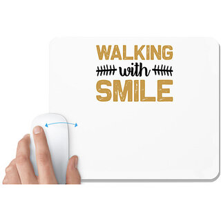                       UDNAG White Mousepad 'walking | Walking with smile' for Computer / PC / Laptop [230 x 200 x 5mm]                                              