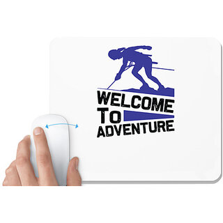                       UDNAG White Mousepad 'climbing | Welcome to adventure' for Computer / PC / Laptop [230 x 200 x 5mm]                                              