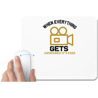                       UDNAG White Mousepad 'Television | When everything gets answered its fake' for Computer / PC / Laptop [230 x 200 x 5mm]                                              
