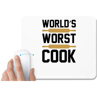                       UDNAG White Mousepad 'Cooking | Worlds worst cook' for Computer / PC / Laptop [230 x 200 x 5mm]                                              